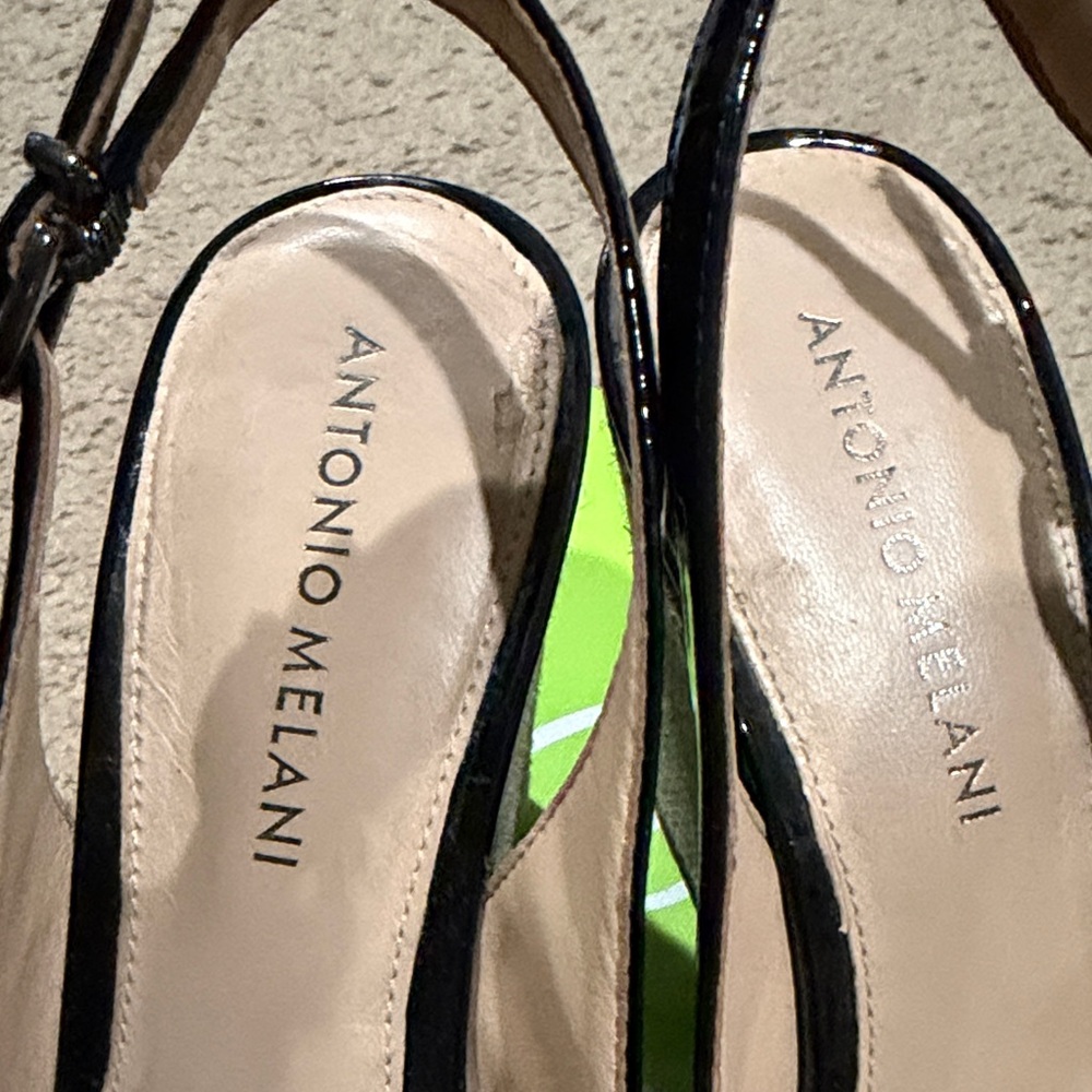 Antonio Melani Glossy Black Peep-Toe Heels - Picture 8 of 10